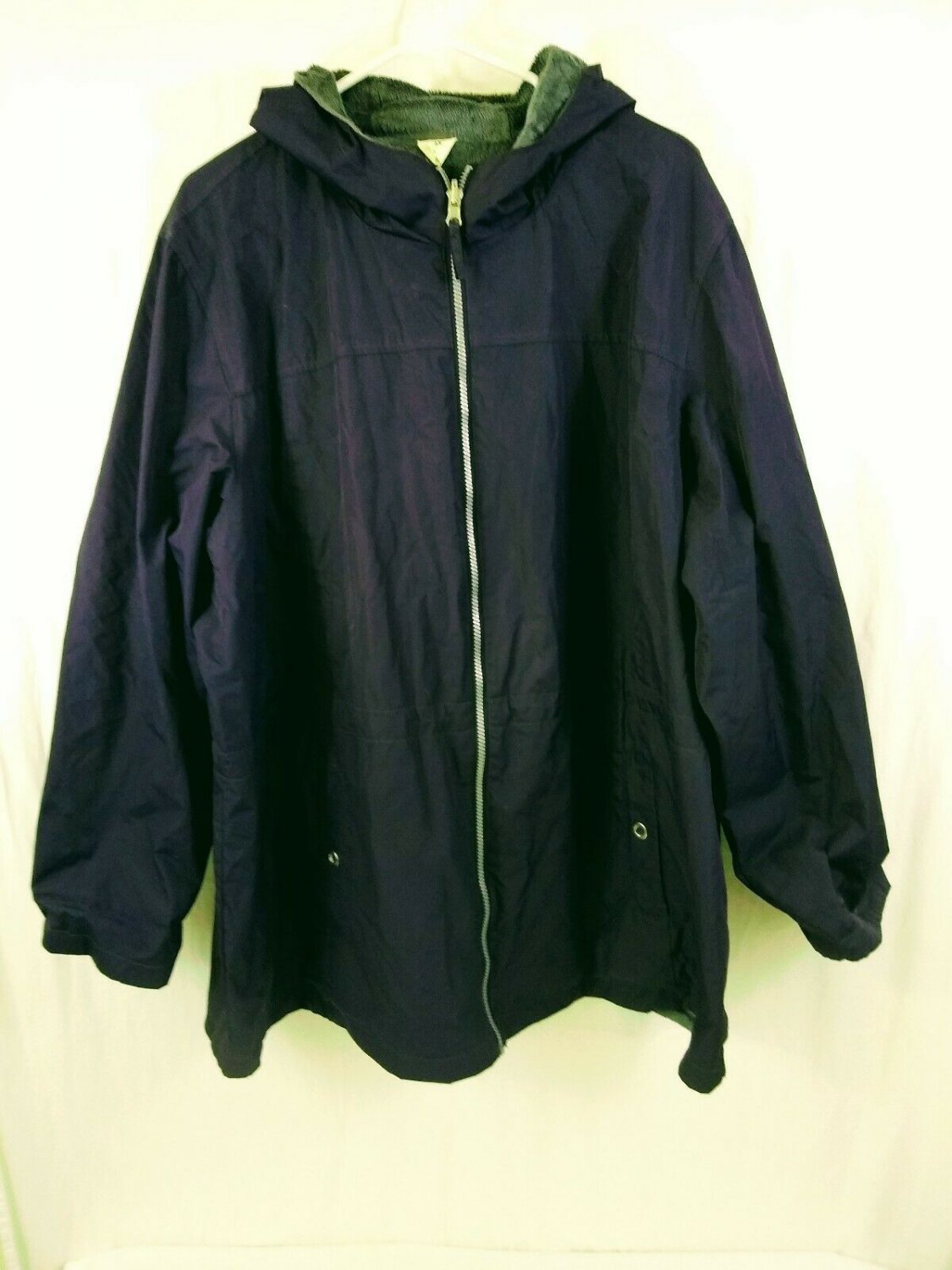 White Stag Reversible Navy Grey Polyester Fleece Womens Hooded Jacket 3X 22W-24W