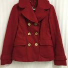 Guess Pea Coat Wool Blend Womens Small Double Breasted Red