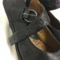 Born Shoes Buckle Wedge Clog Black Leather Heel Womens 9