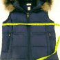 Maurice's Navy Blue Removable Hood Faux Fur Womens Down Vest Size Medium