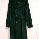 Glenshire Fine Tailored Clothing Lined Black Cotton Mens Trench Coat 44 Long