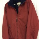 LL Bean Coat Nylon Signature Logo Mens L TALL Fleece Lined Burnt Red /navy