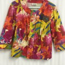 Coldwater Creek Jacket Colorful Womens Size Petite Medium 3/4 Sleeve
