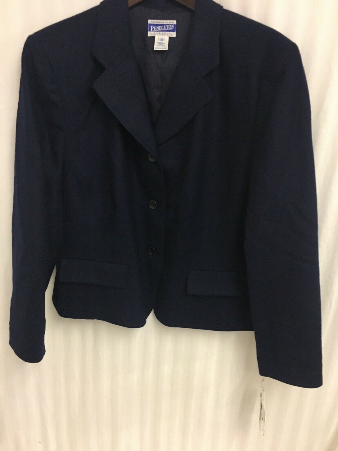 Pendleton Classic Blazer Jacket Wool Button Front Womens 16 Navy