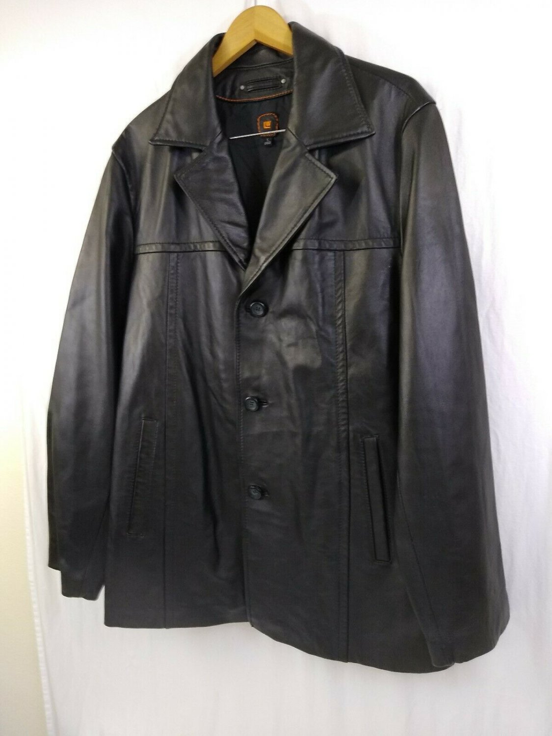 Wilsons LW  Leather Cost Mens Mid Length Lined Overcoat Size Large VERY NICE