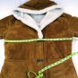 Gallery Coat Suede Leather Jacket Faux Fur Lined Hooded Womens Size Medium