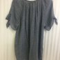 Fred David Blouse Top Polka Dot Pullover Womens 1X Peasant Elastic Neck Sheer
