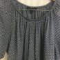 Fred David Blouse Top Polka Dot Pullover Womens 1X Peasant Elastic Neck Sheer