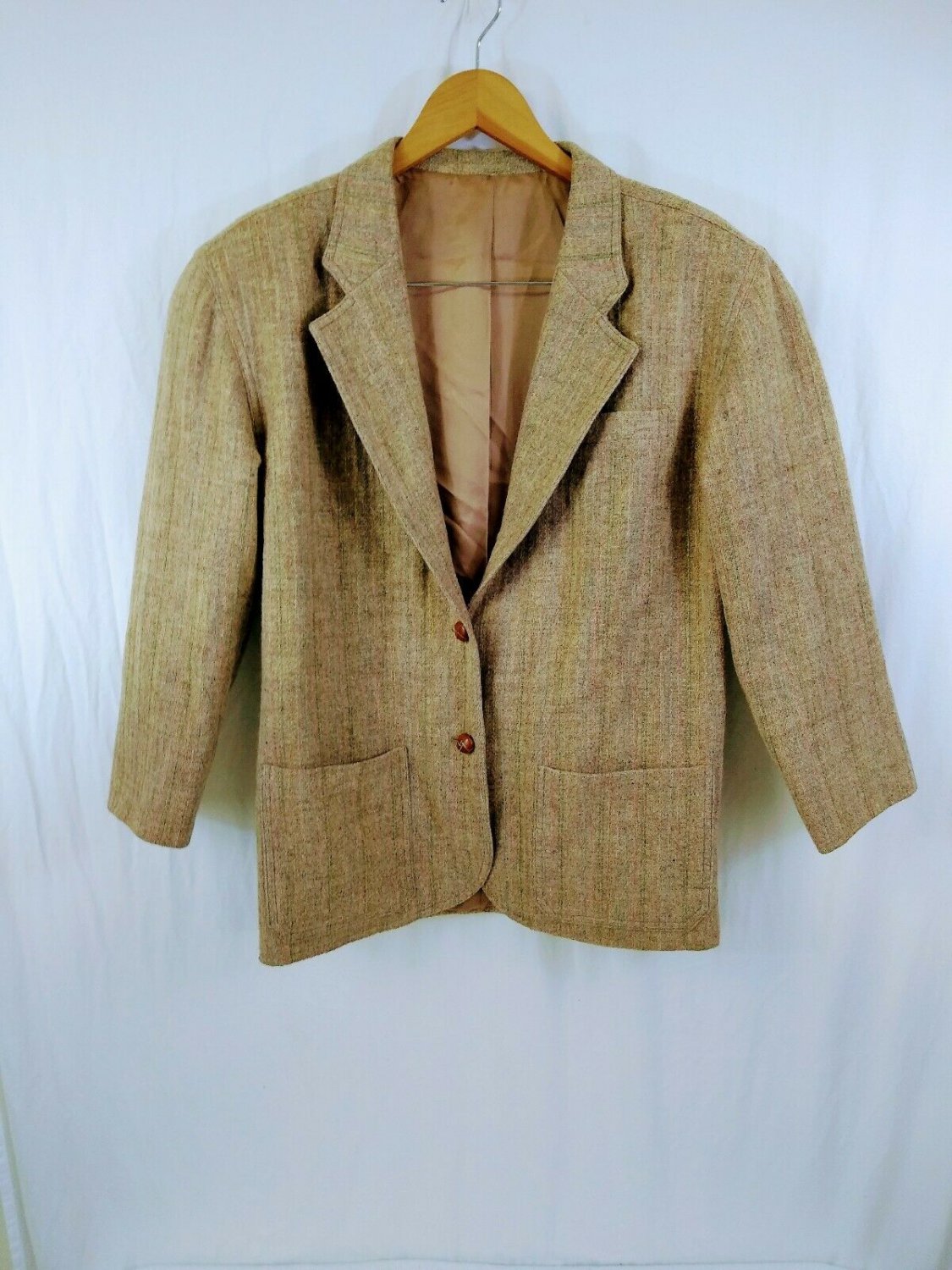 Vintage Richard Evans Authentic Welsh Wool Tweed Mauve Womens Blazer Size 4