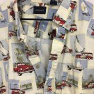 Harbor Bay Button Up Mens 4X TALL Car Woody Wagon Sailboat Cotton Short Sleeve