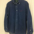 Hunt Club Button Up Jean Denim Mens Large Blue Cotton Long Sleeve