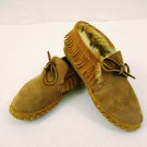 LL Bean Kids Tan Leather Faux Fur Lined Moccasin/Slippers Size 3 NWOB