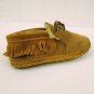LL Bean Kids Tan Leather Faux Fur Lined Moccasin/Slippers Size 3 NWOB