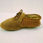 LL Bean Kids Tan Leather Faux Fur Lined Moccasin/Slippers Size 3 NWOB