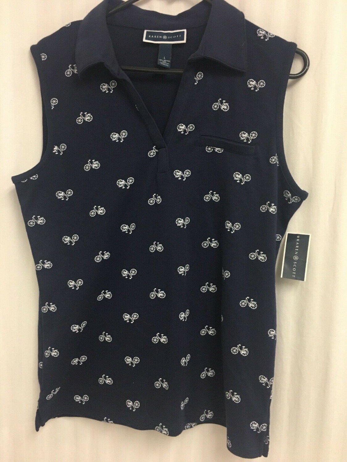 Karen Scott Sleeveless Top Bicycles Summer Shirt Womens Size Large