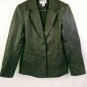 Newport News Brown Leather Womens 2 Button Jacket Polyester Satin Lining Size 10
