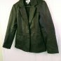Newport News Brown Leather Womens 2 Button Jacket Polyester Satin Lining Size 10