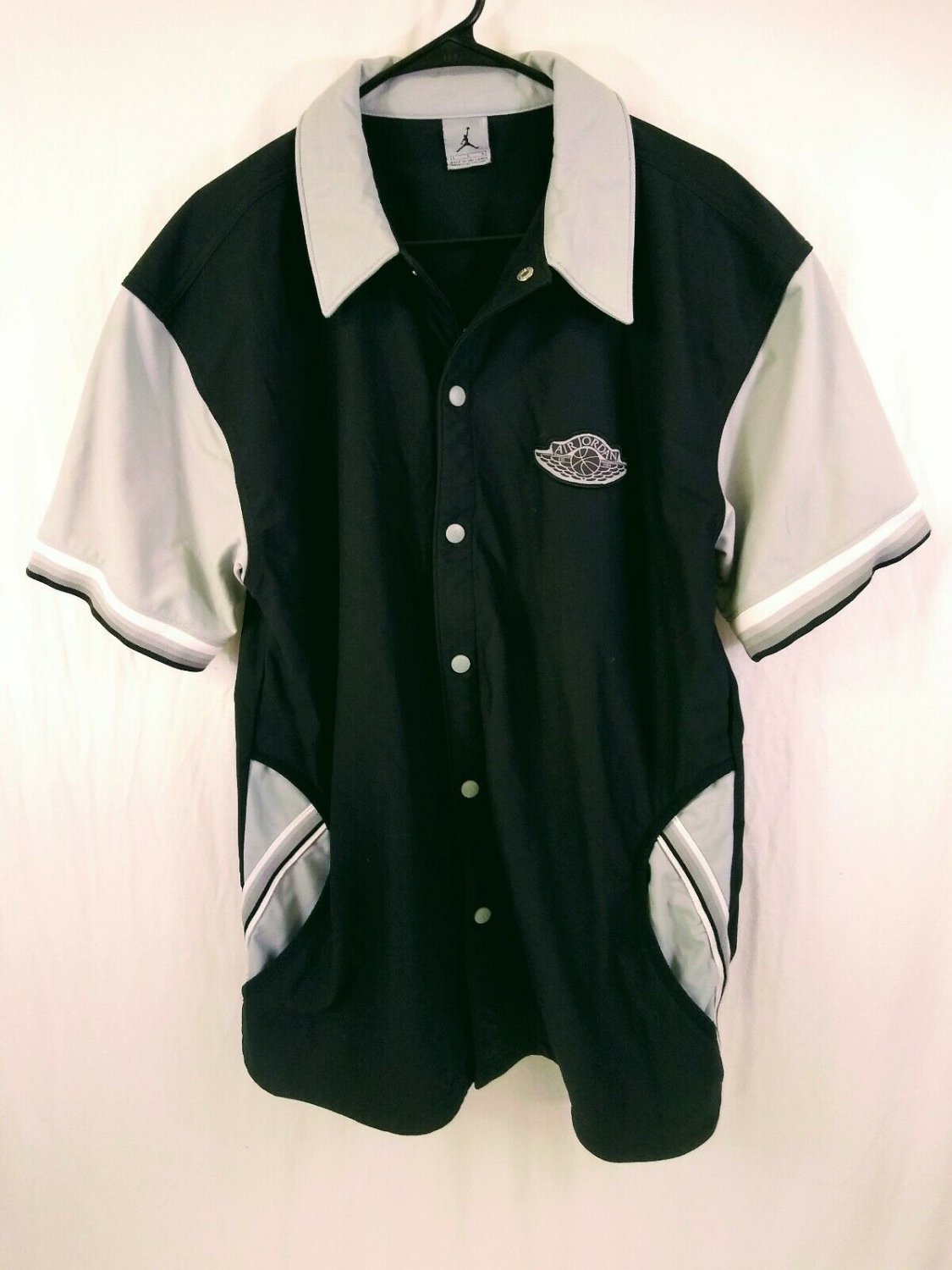 Air Jordan Black Gray 2 Piece Sweat/Jog Suit Short Sleeve Snap Up Mens Size L