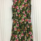 Elementz Dress Womens Size Large Sleeveless Summer Stretch Floral Belt