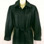 London Towne Womens Black Plaid Lined Belted Rain/Trench Coat Size 10 Petite