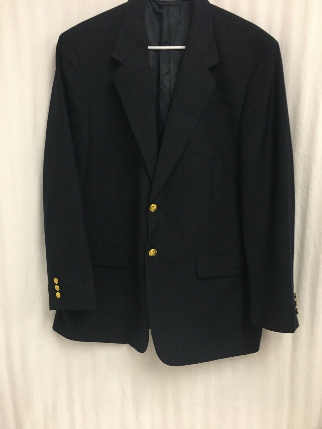 Hardy Amies Sport Coat Gottschalks Suit Jacket Mens 44 Reg Wool Blend Navy
