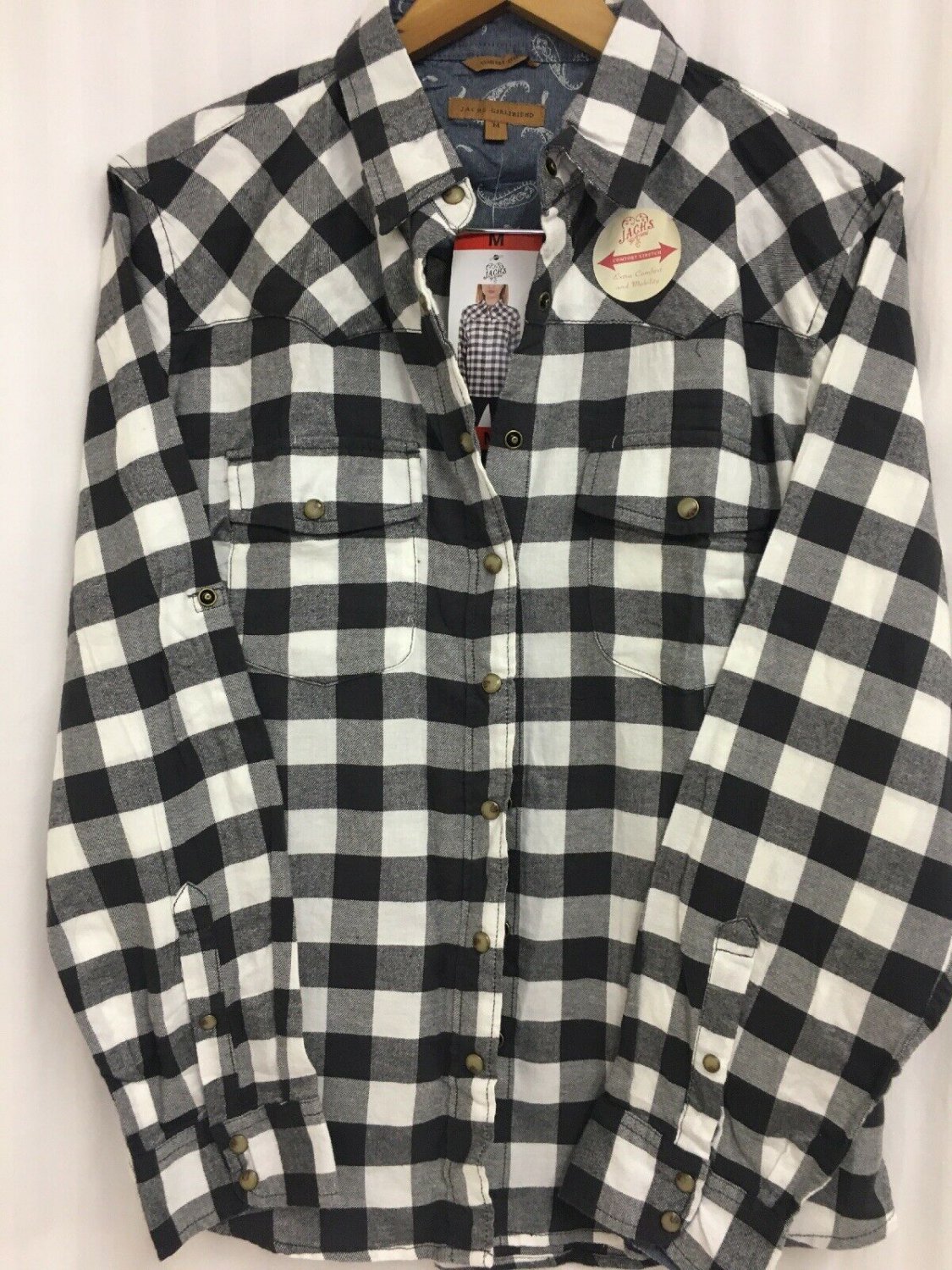 Jachs Girlfriend Flannel Pearl Snap Shirt Women&acirc;��s M  Western Cowgirl  New