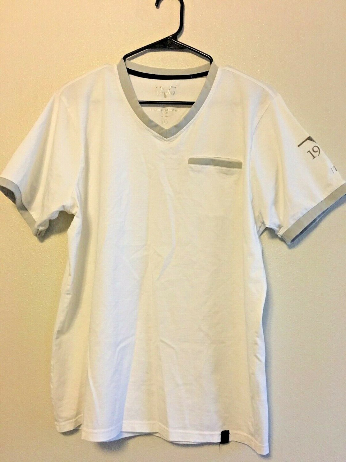 Italia Shirt Mens Size Large Cotton White V Neck T-Shirt  Made in Milano