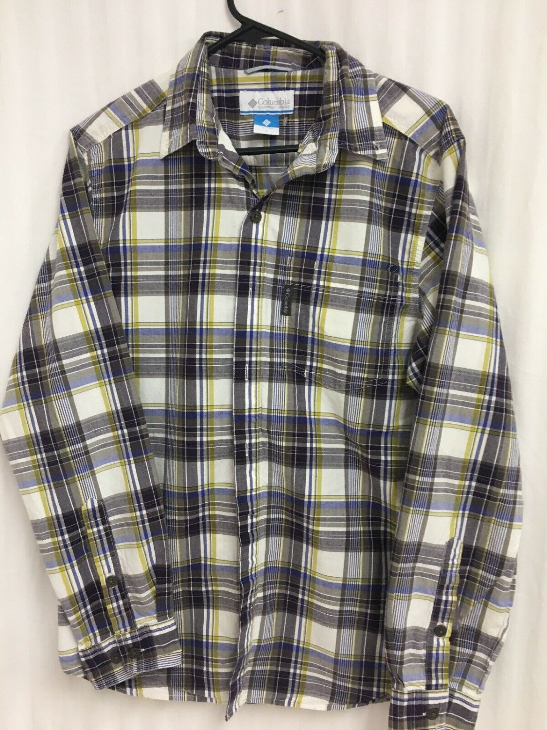 Columbia Button Up Plaid Shirt Mens Size Small Cotton