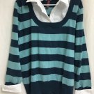 Gitano Sweater Womens 22/24W Stripe Layerd Look Career Wear