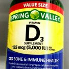 Spring Valley Vitamin D3 Supplement 125 mcg 5,000 iu SOFTGELS - 400 Ct D 3 FRESH Spring Valley Vitamin D3 Supplement 125 mcg 5,000 iu SOFTGELS - 400 Ct D 3 FRESH