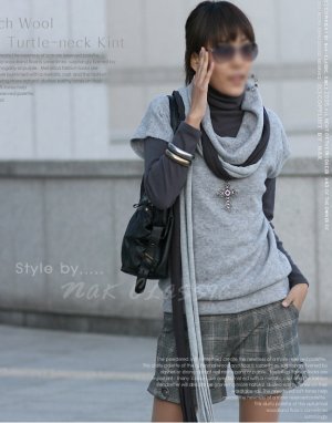 Gray Korean top sweater One Size