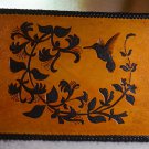Leather Box with Hand Carved Hummingbird and Lilies
