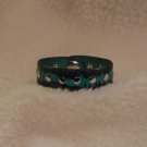 Leather Band Rivet Bracelet - Turquoise and Black