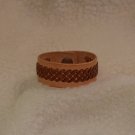 Leather Band Bracelet with Braided Applique - Natural