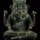 19th Century Antique Seated Khmer Style Ganesha Statue - 39cm/16"