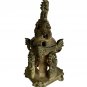 19th Century Antique Bronze Thai Meditation Buddha & Naga Stupa -15cm/6" Tall