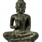 Antique Khmer Style Bronze Buddha Statue Dharmachakra Teaching Mudra - 38cm/15"