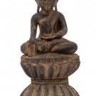 19th Century Burmese Bagan Wood Seated Enlightenment Buddha Statue - 46cm/18"