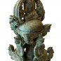 19th Century Antique Bronze Khmer Meditation Buddha & Naga Stupa -16cm/6" Tall