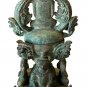 19th Century Antique Bronze Khmer Meditation Buddha & Naga Stupa -16cm/6" Tall