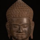 Antique Phnom Da Style Sandstone Vishnu Head - Protector & Preserver - 29cm/12"