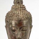 Antique 18th Century Sukhothai Mounted Bronze Buddha Head - 24cm/10"