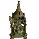 Rare 19th Century Antique Bronze Khmer Teaching Buddha Stupa - 13cm/5" Tall