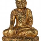 19th Century Antique Wood Burmese Mandalay Enlightenment Buddha Statue - 23cm/9"
