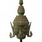 Buddha - Antique Thai Style Bronze Rattanakosin Buddha Head Statue - 68cm/27"
