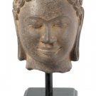 Antique 18th Century Thai Dvaravati Stone Buddha Head Statue - 31cm/12"