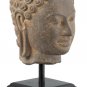 Antique 18th Century Thai Dvaravati Stone Buddha Head Statue - 31cm/12"