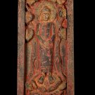 Antique Thai Style Wood Standing Thoughtful Sunday Buddha Panel - 106cm/42"