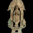 19th Century Khmer Phnom Da Style Bronze Abhaya Protection Buddha Statue-13cm/5"