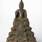 Antique Khmer Style Bronze Double Abhaya Protection Buddha Statue - 51cm/20"